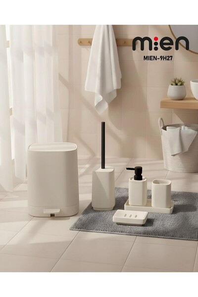 MİEN Square Cream 5 Piece Bathroom Set