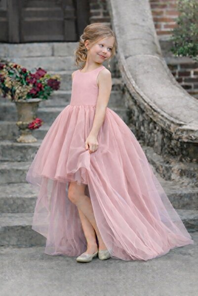 SUNEH Κοριτσίστικο φόρεμα με κοντό μπροστινό μέρος και μακριά ουρά, λεπτομερέ...