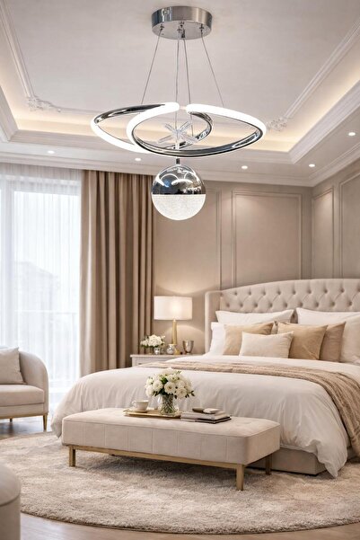 Lamira aydınlatma MODERN LÜKS SALON MODEL LEDLI 3 RENK GOLD SARKIT AVIZE