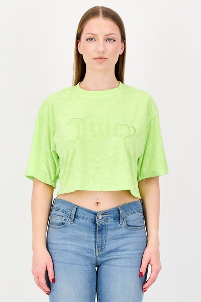 Juicy Couture Women Crew Neck Short Sleeve Embroidered Logo T-Shirt, Lime Green