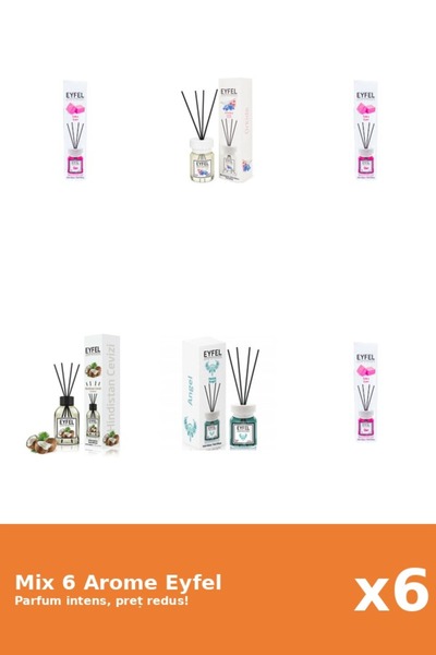 Eyfel Set 6 Mix Eyfel: 1x Angel, 3x Bubble Gum, 1x Nuca De Cocos, 1x Orhidee