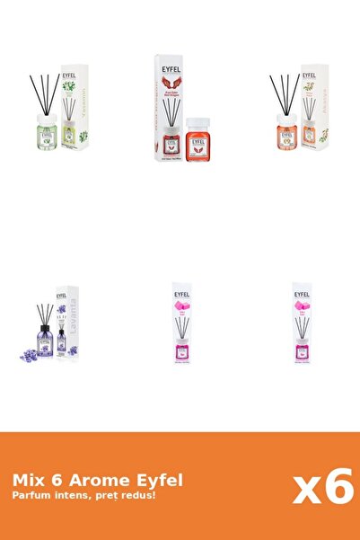 Eyfel Set 6 Mix Eyfel: 1x Acacia, 2x Bubble Gum, 1x Iasomie, 1x Lavanda, 1x R...
