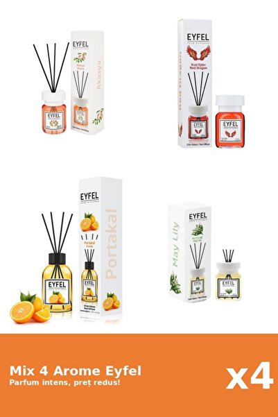 Eyfel Set 4 Mix Eyfel: 1x Acacia, 1x Lacramioare, 1x Portocala, 1x Red Dragon