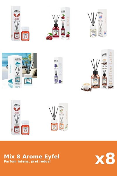 Eyfel Set 8 Mix Eyfel: 1x Acacia, 1x Cafea, 1x Cirese, 1x Ocean, 1x Orhidee, ...
