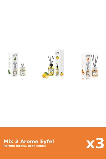 Eyfel Set 3 Mix Eyfel: 1x Lacramioare, 1x Lamaie, 1x Piersica