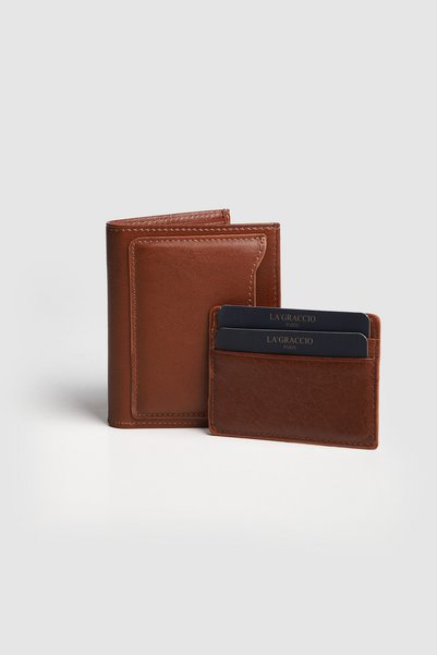 La La'Graccio Paris La'Graccio Paris Dofra Genuine Leather Men's Wallet Brown