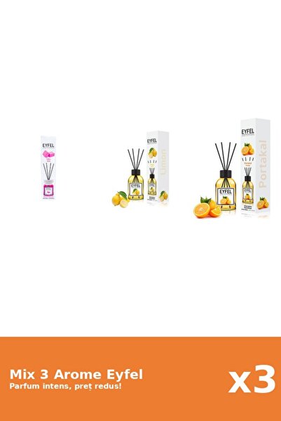Eyfel Set 3 Mix Eyfel: 1x Bubble Gum, 1x Lamaie, 1x Portocala