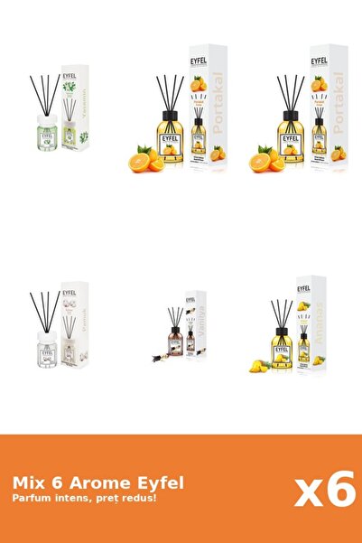 Eyfel Set 6 Mix Eyfel: 1x Ananas, 1x Bumbac, 1x Iasomie, 2x Portocala, 1x Van...