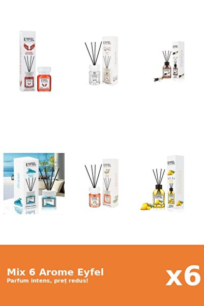 Eyfel Set 6 Mix Eyfel: 1x Acacia, 1x Ananas, 1x Bumbac, 1x Ocean, 1x Red Drag...