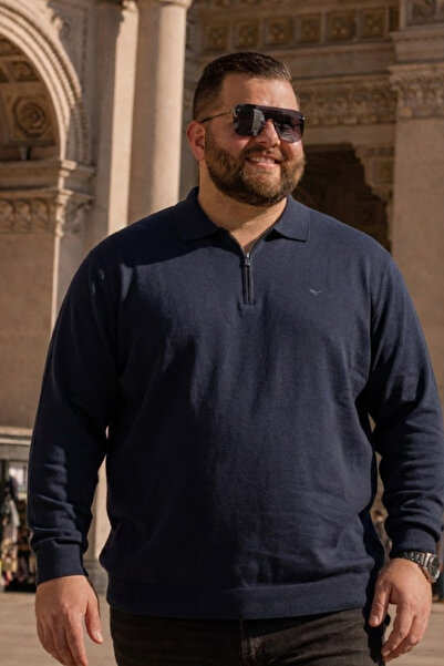 Maccali Swea pentru bărbați, de zi cu zi, mărime mare, albastru marin, cu fer...