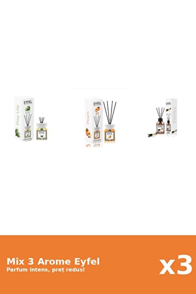 Eyfel Set 3 Mix Eyfel: 1x Lacramioare, 1x Piersica, 1x Vanilie