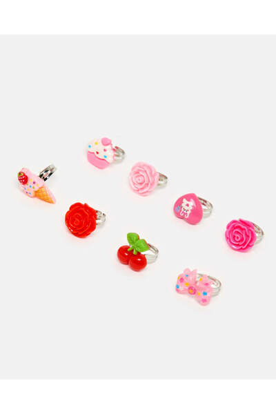 REDTAG مجموعة خواتم مزخرفة متنوعة للبنات (عبوة من 8 قطع)