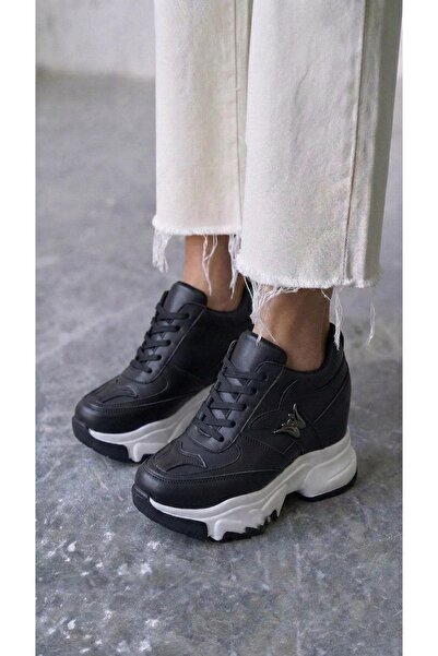 Modanizm Adorn Black Hidden Heel Sneakers