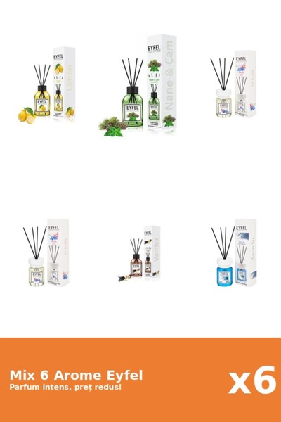 Eyfel Set 6 Mix Eyfel: 1x Cool Water, 1x Lamaie, 2x Orhidee, 1x Pin Si Menta,...