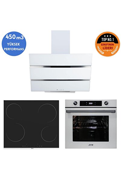 Ferre ve AFM Tech Markalı Elex Elektrikli Vitro. Turbo Beyaz Ankastre Set (MS...