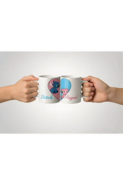 Fotografyabaskı Stitch & Angel 2'li Çift Kupa Bardak