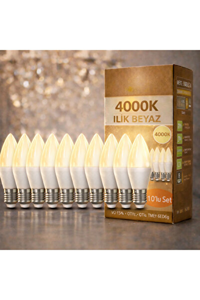 kialed 10'lu Mum Ampul 8W E14 – 4000K Ilık Beyaz