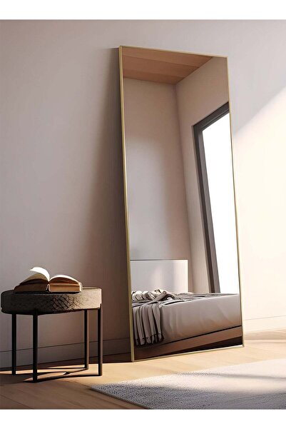 M SMART مرآة بتصميم أنيق، مقاس 155 × 45 سم - مرآة كاملة الطول بإطار معدني ذهب...