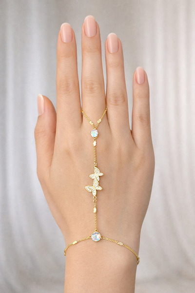 PABALAS Stainless Steel Butterfly Figured Shahmeran Bracelet – Gold Color Wom...