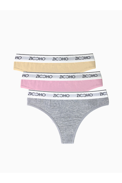 ZICCHO Chiloți din bumbac și material elastic basic string/tanga pentru femei...