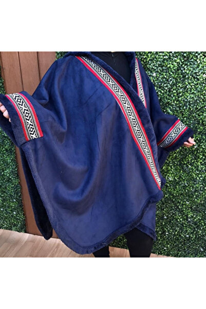 Abaya-AB Women's winter shawl with a fur-trimmed design, one size (free size)