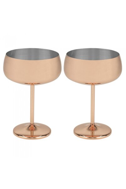 Culinaro Set 2 pahare de cocktail din inox auriu Cooper 450ml 10xh16,5cm