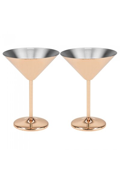 Culinaro Set 2 pahare de martini din inox auriu Cooper 250ml 12xh16cm