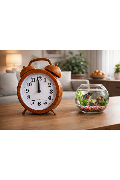 Silmaril Alarmlı Retro Dokunuşlu Modern & Nostaljik& Bohem Ahşap Görünümlü Qu...