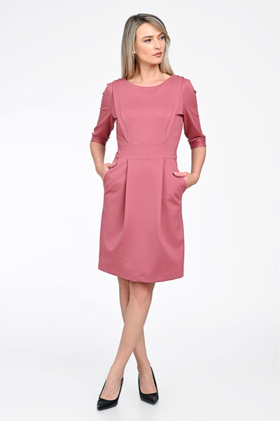 Giorgal Office Dress with Pleats Dusty Pink