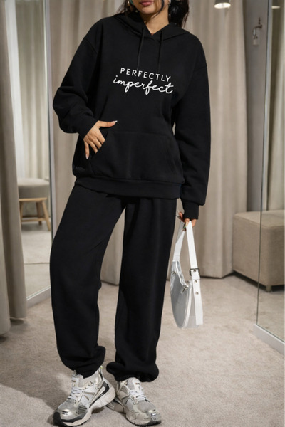 Pink Sky Unisex Perfectly Imperfect Printed Hooded Sweatshirt & Jogger Tracks...