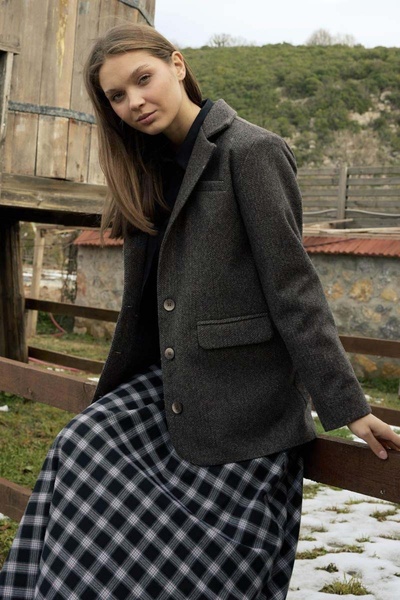 ZÜLAYS Kaşe Blazer Ceket Antrasit