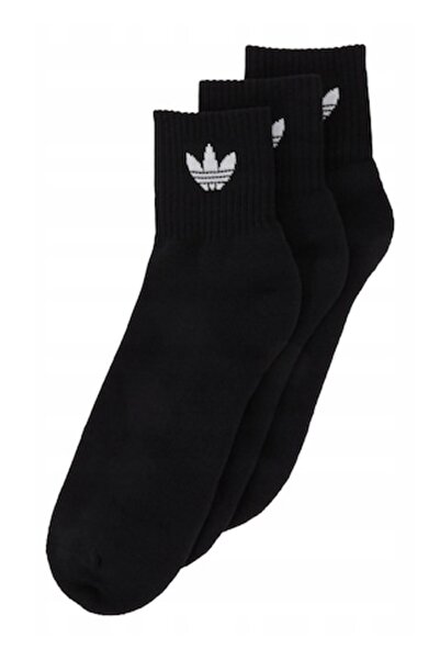 adidas Set of 3 Men's Socks, Adidas, M, Cotton, White Logo Above Ankle, Black