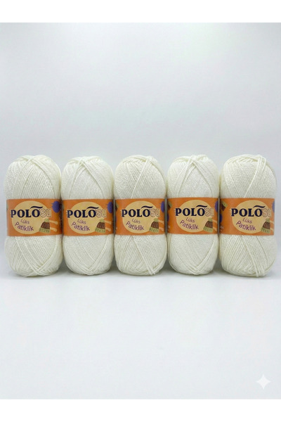 Polosu Lüx Patiklik El Örgü İpi 5 Adet (5’li Avantaj Paket)-NO:385(KREM)