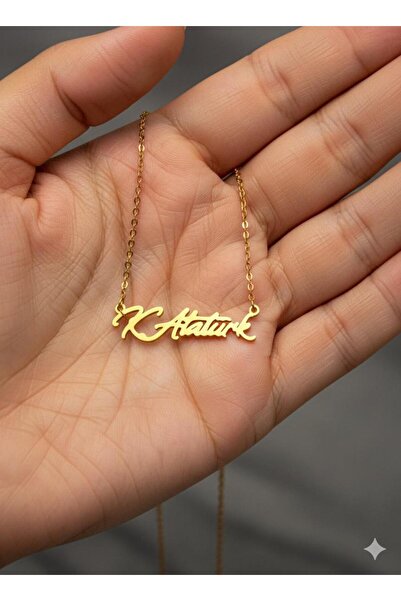 Glowzee Takı & Aksesuar One Hundred Percent Steel Ataturk Signature Necklace