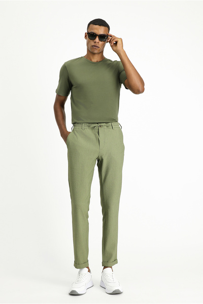 Kigili 7 Drop Super Slim Fit Extra Slim Fit Elastic Waist Drawstring Seersuck...