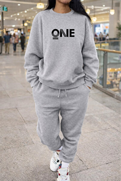 Pink Sky Unisex One Printed Crew Neck Sweatshirt & Jogger Tracksuit Set Overs...