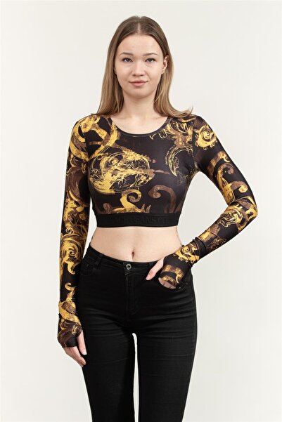 VERSACE JEANS COUTURE 76HAH218JS292 C TAPE T-SHIRT Siyah