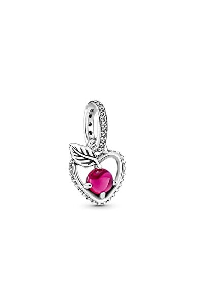 Defne Silver Pendent Pink Jewelled Heart Charm