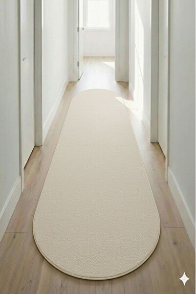 Evrimax Pelus Halı Krem Yeni Model Elips Yeni Nesil Kaymaz Taban Jel Taban Ha...