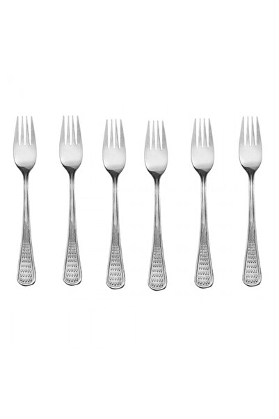 Culinaro Set of 6 large PEARL 1.5mm main forks, stainless steel