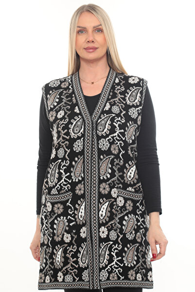 İKSUN Women's Ethnic Style Knitwear Knitted Kilim Pocketed Winter Thick Long ...