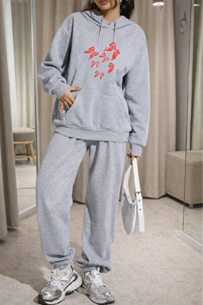 Pink Sky Unisex Butterfly Printed Hooded Sweatshirt & Jogger Tracksuit Set Ov...