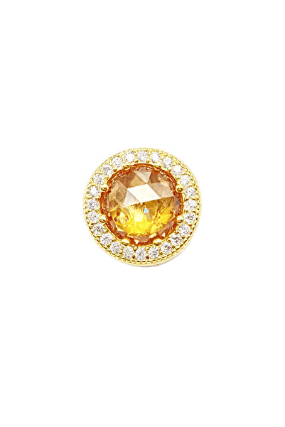 Defne Silver Yellow Big Stone Charm