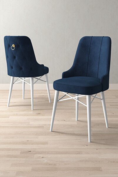 asaella mobilya Niza Kafesli 4 Adet Baby Face Beyaz Ahşap Ayak Yemek Sandalye...