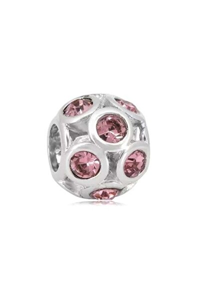 Defne Silver Mini Pink Stone Sphere Charm