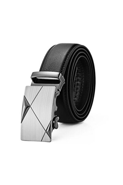 OEM Belt with Automatic Buckle, Genuine Leather, 115 cm, Black