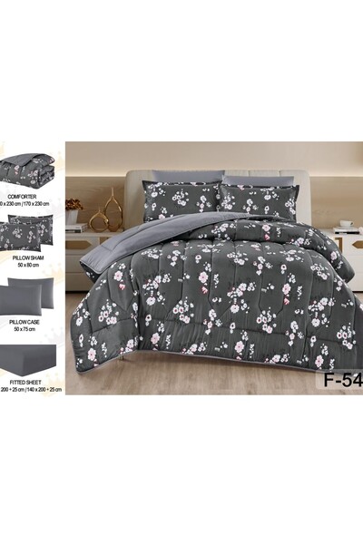 alzawia لحاف نفر 4 قطع منفوخ مايكروفايبر مشجر وجهين