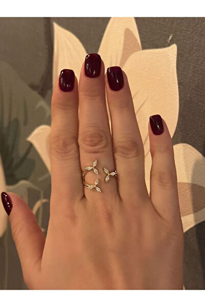 RENDA ACCESSORY Birleşik Üç Çiçekli Yüzük Altın Kaplama Ayarlanabilir