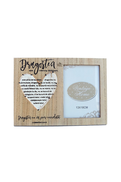 SMP Rama foto lemn cu led - Dragostea nu va pieri niciodata (13x18)