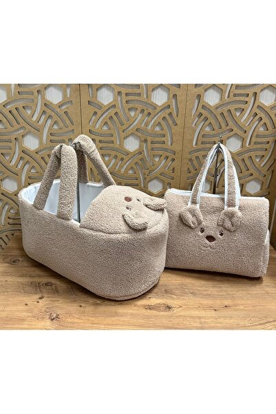 Mini Chics Plush Fabric Bear Embroidered Baby Carrying Bag & Mother Bag